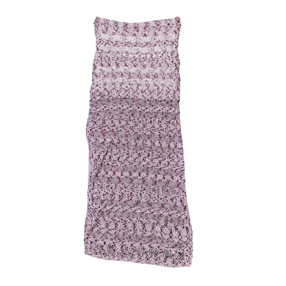 Brownie Pink Metallic Knit Side Slit Skirt